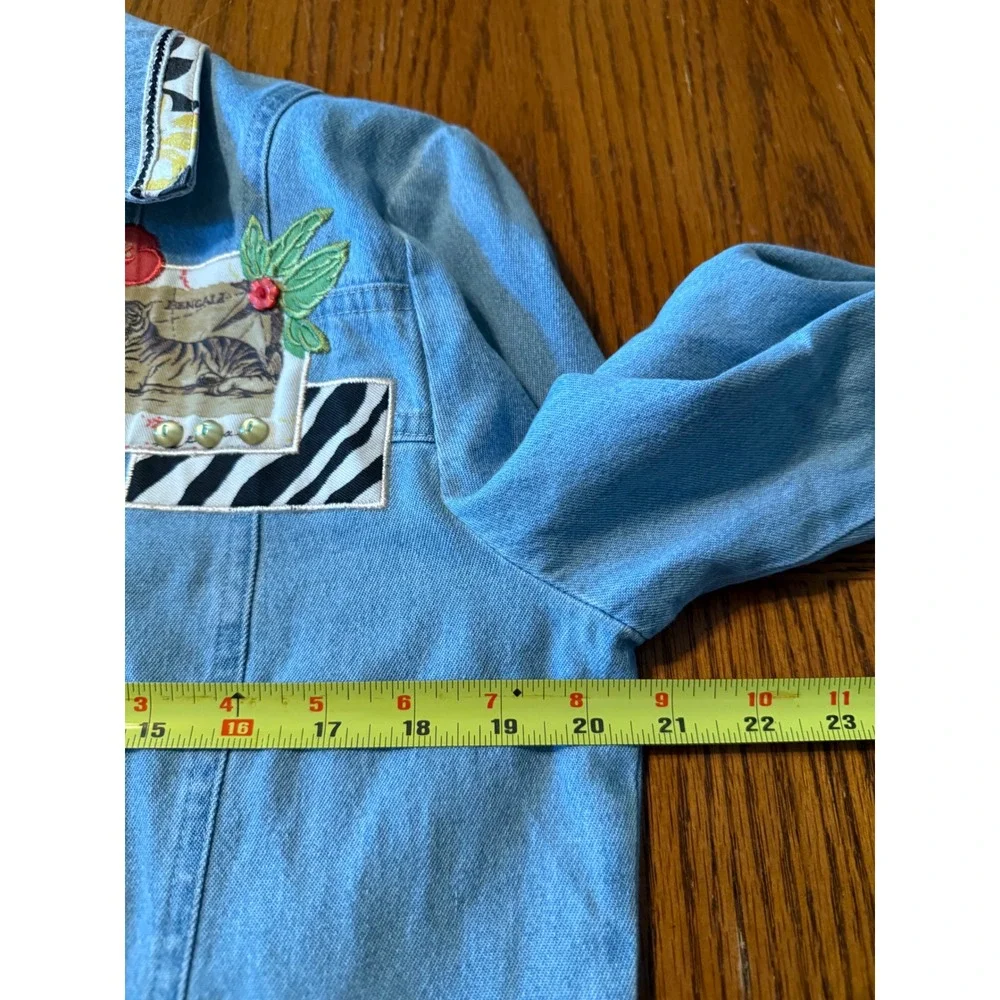Nancy Bolen City Girl Vintage Denim Safari Set Tiger Giraffe Beaded Blue Sz 6 4
